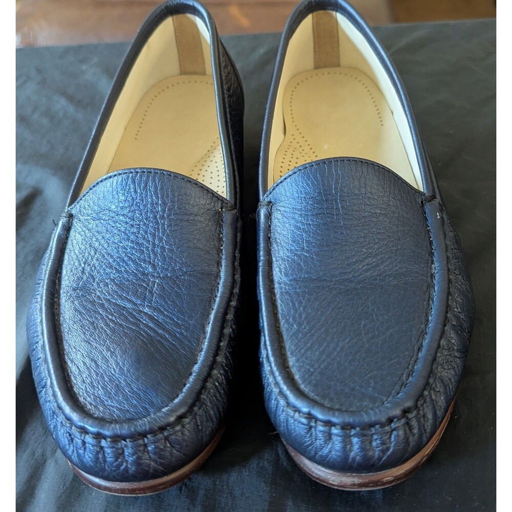 SAS Simplify Tripad Comfort Loafers Womens 9M Navy Blue  Leather Slip On Shoes